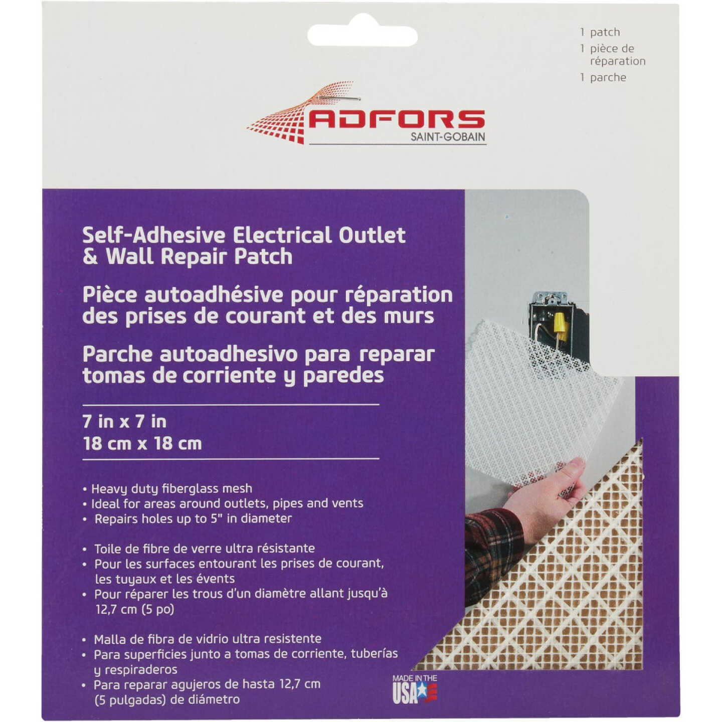 FibaTape 7 In. x 7 In. Electrical Outlet Self-Adhesive Drywall Patch Image 1